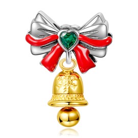 LaMenars Snowman and Christmas Hat Sterling Silver with Cubic Zirconia for Bracelets Charm Sparkling Christmas Tree Dangle Pendant Girl Beads Christmas Gifts