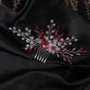 Jumwrit Bridal Hair Comb Red Rhinestone Crystal Wedding Hairpiece for