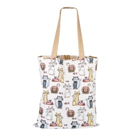 SPOTTED DOG GIFT COMPANY Canvas Tote Bag for Women, Reusable Shopping Bag, Thick Cotton Fabric Grocery Bag with Long Handles, Foldable with Cats Design, Gifts for Cat Lovers Owners 38 x 42 cm