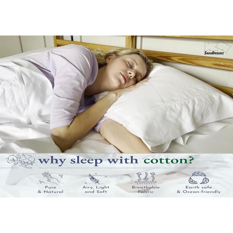 100% Egyptian Cotton, Pillow Cases Standard Size, Percale Pillowcases, Pillow