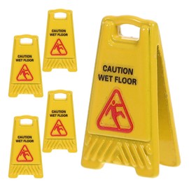 Angoily Yellow Warning Sign 5 Pieces Miniature Caution Wet Floor Signs Mini Traffic Signs Safety Road Signs Educational Toys For Children