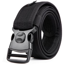 FREE SOLDIER 100% Teflon Tactical Belt with Plastic Buckle Military Style Men Outer Belt (56"*2", Black)