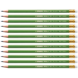 STABILO Greengraph Environmentally Friendly Pencil with Eraser HB Hardness Pack of 12