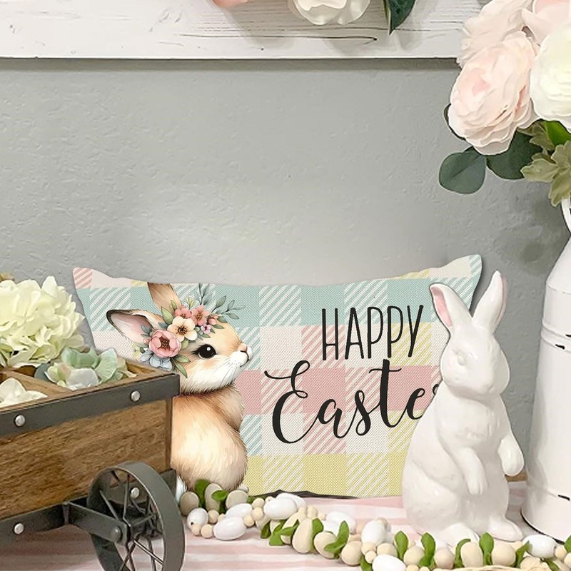 YIRHYZC Easter Pillow Covers 12x20, Bunny Decorative Throw Pillow Covers,