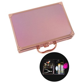 GaotKeut Aluminum Alloy Tool Box Cosmetic Case,Ear Cleaning Tool Box,Metal Lightweight Display Case Make up Tool Organizer for Trip, Pink