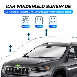 KUST Parasol para parabrisas para Jeep Cherokee SUV 2014-2021 (no para Jeep Grand Cherokee), parasol plegable, bloquea los rayos UV, protector de visera para mantener tu coche fresco
