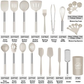 Silicone Cooking Utensil Set,Kitchen Utensils 26 Pcs Cooking Utensils Set,Non-stick Heat Resistant Silicone,Cookware with Stainless Steel Handle