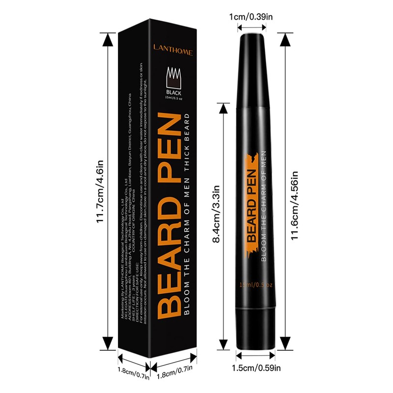 Beard Pencil Filler for Men (Black), Four-fork Tip Beard Styling