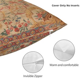 Blitheblos 11 Antique French Savonnerie Rug Print Throw Pillow Covers Decorative Pillows 18"X18" Home Decor Pillowcase Aesthetic Pillow for Bedroom Living Room Dormitory College Sofa Bed Couch