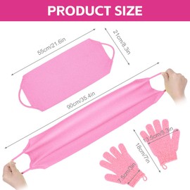 Vicloon Peeling-Rückenschrubber Badehandschuhe-Set, Exfoliating Gloves, Körperpeeling Handschuh, Back Scrubber für die Rückenreinigung, Körperpeeling und Entfernung Abgestorbener Haut(Rosa)
