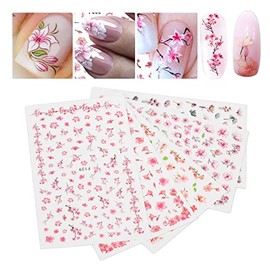 Pegatinas para Uñas Flores Pegatinas para Uñas Calcomanías para Uñas Suministros de Arte para Uñas en 3D Pegatinas para Uñas Lámina Deslizante Autoadhesiva con Hojas de Flores Secas Abalorios