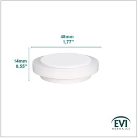 EVI | Adhesive Doorstop | 1,77x0,55 Inch | Natural Silicone White Rubber | Stainless Steel White Painted | Great Adherence | Silent and Safe | Mod. I-203x12