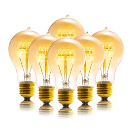 Sevici Edison Bulb, A19 Bulbs 6 Pack, Retro Style Incandescent Light Bulbs,Dimmable 120V 40W Antique Vintage Light Bulb, 240 Lmens E26 Base, Amber 2200K Warm White Light, for Home Office Desk Lamp