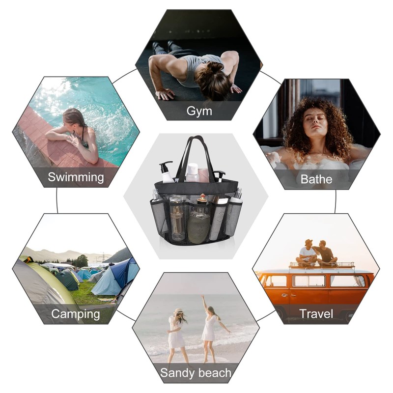 FuninCrea Shower Bag, Foldable Portable Toiletry Bag with Handle, Multifunctional