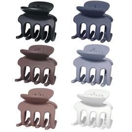 USDNICE 6 Pcs Hair Clips Small Claw Clips for Thin Hair Medium Matte Non-slip Hair Accessories for Women and Girls (Brown Grey)
