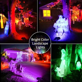 JSOT 2 Pack Christmas Solar Spotlights, RGB Solar Spot Light Outdoor Waterproof Color Changing Landscape Lighting with 9 Lighting Options Decor for Backyard Walkway Tree Lawn