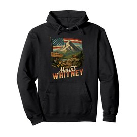 Mount Whitney California US Flag Mt. Whitney Summit Souvenir Pullover Hoodie