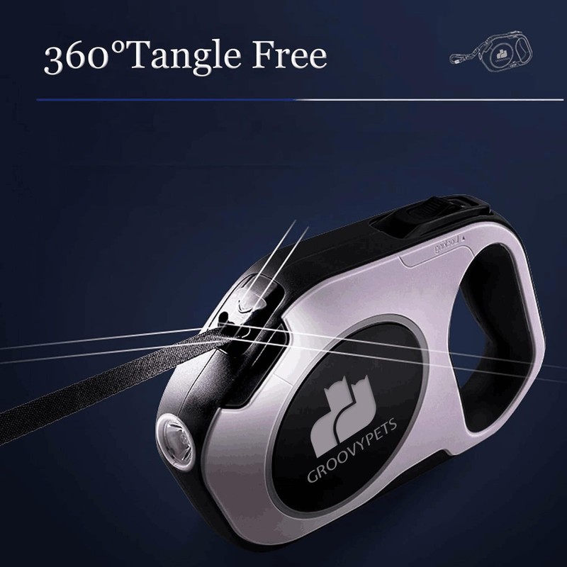 Rechargable Super Bright LED Flashlight Color Streamer Ring Anti-Tangle Retractable