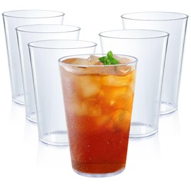HIGIINC 32 OZ Large Plastic Cups Reusable，Shatterproof Drinking Glasses, Stackable Glasses Drinking Set, Plastic Cups for Kitchen,Poolside,Party, House,BPA-Free,Dishwasher Safe,Sets of 6