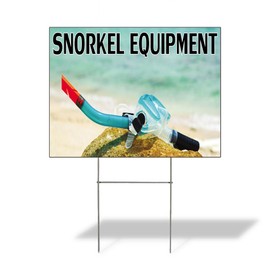 Fastasticdeals Weatherproof Yard Sign Snorkel Equipment Advertising Printing White Lawn Garden Diving (Deep Sea, Scuba) 18x12 Inches 2 Sides Print