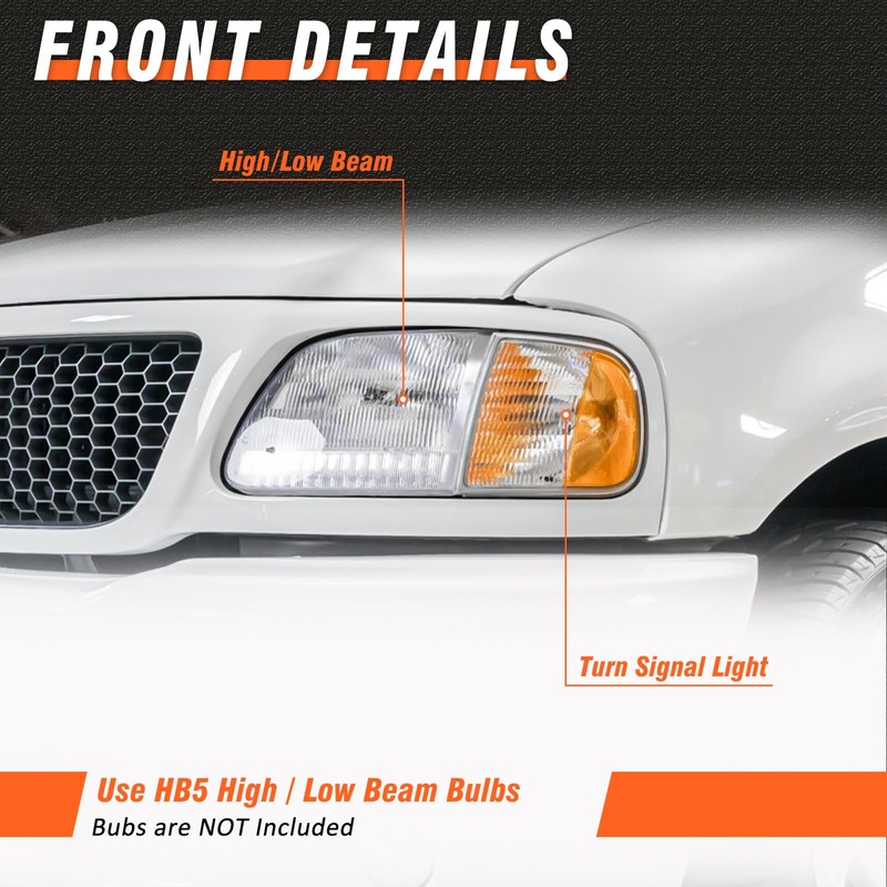for 1997-2003 Ford Headlights Assembly Compatible with 1997-2003 F150/ 1998-1999
