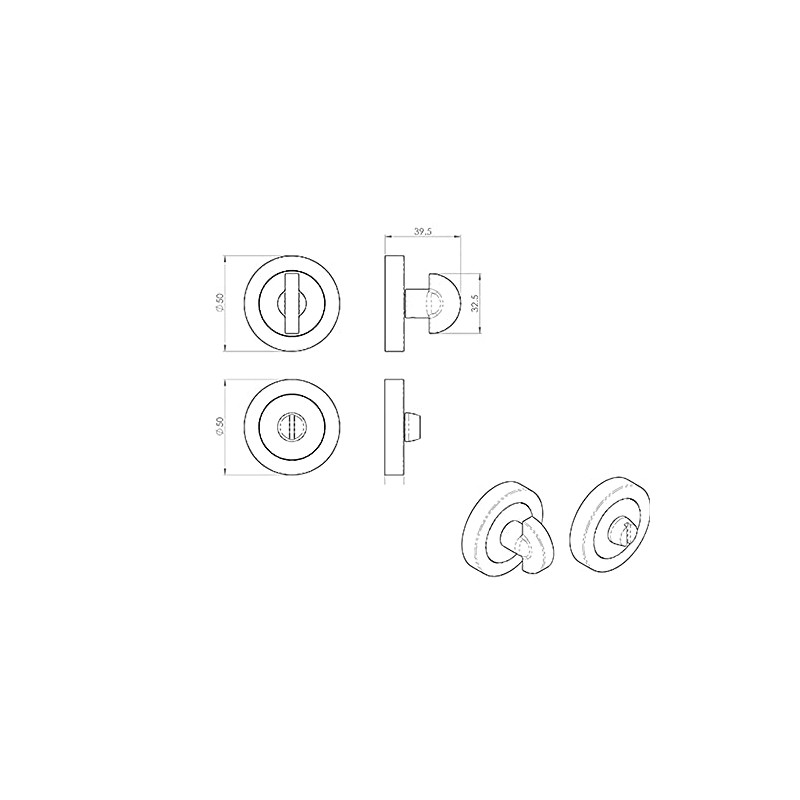 Thumbturn Lock and Release Handle - Concealed Fix - 67mm