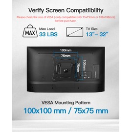 Pipishell Full Motion TV Wall Mount Brackets Swivel Tilts Articulating Extension Fits Max VESA 100x100mm, Corner TV Mount for 13-32 Inches LED LCD Flat Curved Screen TVs Monitors, Single Stud