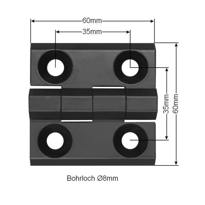 Pack of 4 Metal Hinges 60 x 60 mm Folding