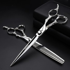 Hairdressing Scissors, Hairdressing Scissors, Super Sharp Hairdressing Scissors, 5.5/6/7/8 Inch Scissors for Cutting Hair, Stable Hand Feel (7-Inch Two-Piece Set)