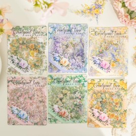 60PCS Courtyard Corner Flower Scrapbook Stickers Kit Vintage Flowers PET Transparent Waterproof Stickers Set for Junk Journal Journaling Water Bottles Phone Laptop Decals Pack for Teens Girls Kids