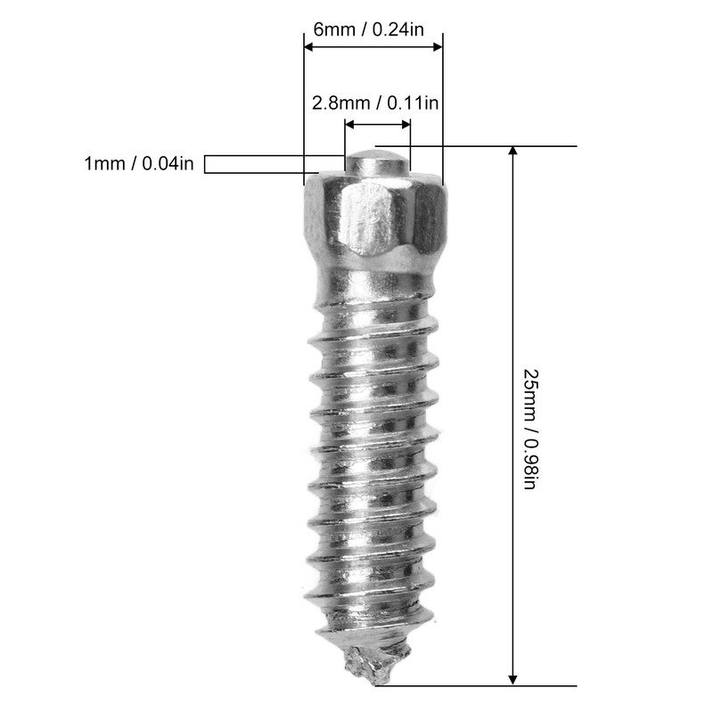 50Pcs Snow Anti Skid Tire Studs Screws M6x6mm Snow Tire