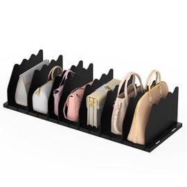 Ronlap Purse Storage Organizer for Closet, Black Closet Bag Storage Dividers Rack Adjustable Shelf Purse Dividers for Closet Organization Handbag Separators Closet Purse Organizers and Storage, Black