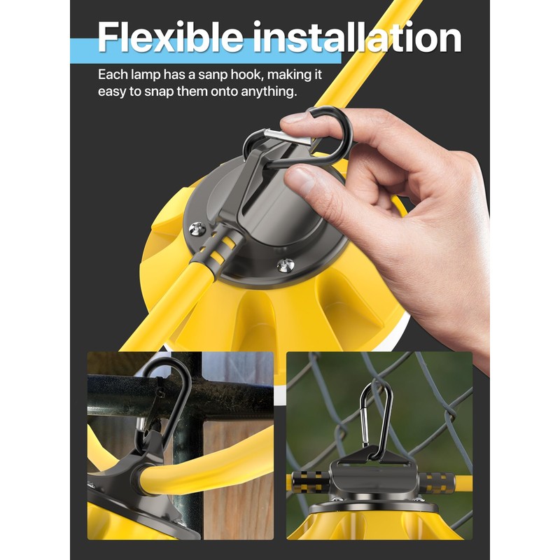 HYPERLITE Construction String Lights: 50FT 5 Bulbs Work Lights with