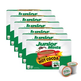 Junior Mints Chocolate Mint Flavored Hot Chocolate Pods, Compatible with 2.0 K-Cup Brewers, 12 Count (Pack of 6) - Refreshing Mint Cocoa