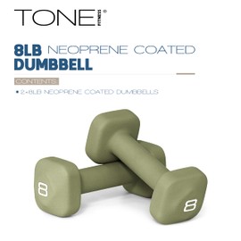 Tone Fitness 8 lb Neoprene Dumbbell Pair for Home Workouts – Non-Slip Design - Green