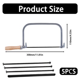 Coping Saw, 5-Piece Coping Saw Blades Set for Woodworking, Fine Tooth s aw for Fret Cutting, for Model Making, for Wood Fine Cut, DIY Crafts