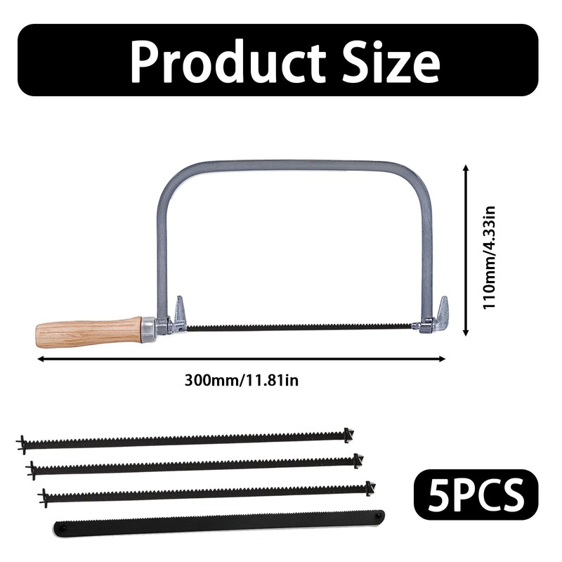 Coping Saw, 5-Piece Coping Saw Blades Set for Woodworking, Fine