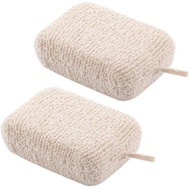 GANAZONO Esponja de Baño Exfoliante Corporal 2piezas Beige Diseño Doble Capa, Material Lino y Esponja para Limpieza Delicada y Potente en Ducha