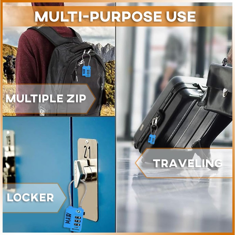 MYH Combination Padlocks – Small Suitcase Locks for Travel, Gym
