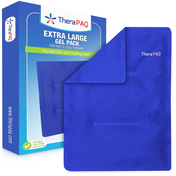 TheraPAQ Ice Packs for Injuries Reusable Version - Adjustable, Large 14 x 11 Inch Hot and Cold Gel Pack for Stomach, Shoulder and Back Discomfort - Perfect for Sports Therapy and Recovery