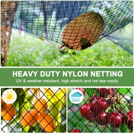 Bird Netting - 50'x50' Heavy Duty Nylon Net with 2' Mesh for Garden Protection, Chicken Coop, Fruit Tree, Orchard Against Squirrels, Deer