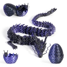 3D Dragon Egg Articulating Gemstone Crystal Dragon Figurine 3D Eggs with Inside Autism Toys Egg Toy for Anxiety Relief Flexible Joints Home Desk Decor Desk Toys Purple-black