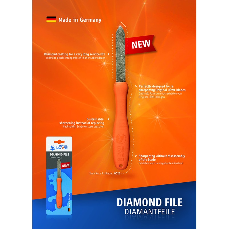 Original LÖWE Diamond File 0023 Ergonomic Handle Shape - Fine