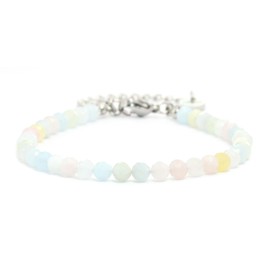 Genuine Gemstone Bracelet with Faceted 4 mm Beads, Adjustable Length, Healing Stone, Protective Stone, Lucky Charm, Talisman Gift, Gemstone