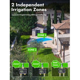 Insoma 2 Outlets Sprinkler Timer with Brass Inlet & Outlet, Water Timer for Garden Hose with Auto/Manual Modes + Rain Delay, Hose Timers for Garden, Yard Lawn, IPX5 Waterproof & Save Water