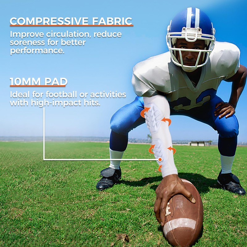 COOLOMG Football Arm Forearm Pads Padded Elbow Sleeves for Baseball