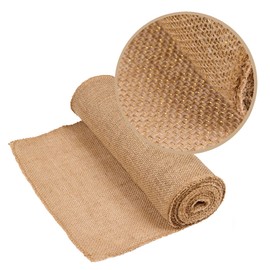 Jute Table Runner Gold Thread Stitched Edges 30cm x 5m for Decoration Wedding Party Crafts