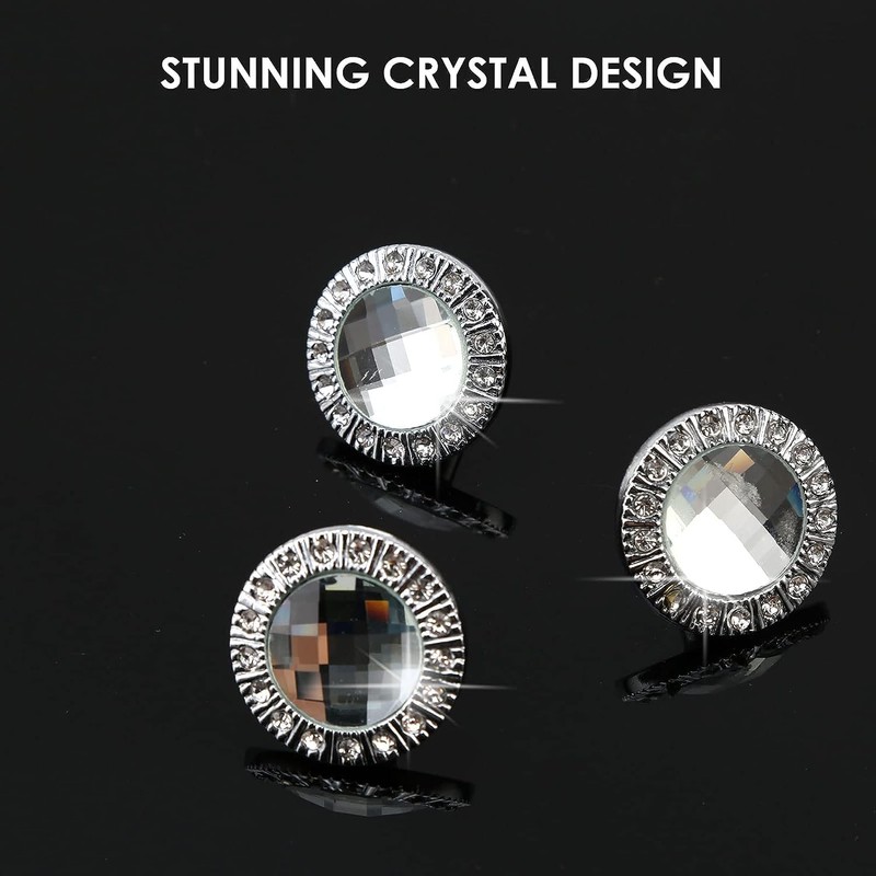 10 x Silver Tone 30mm Rhinestone Drawer Knobs for Cupboard