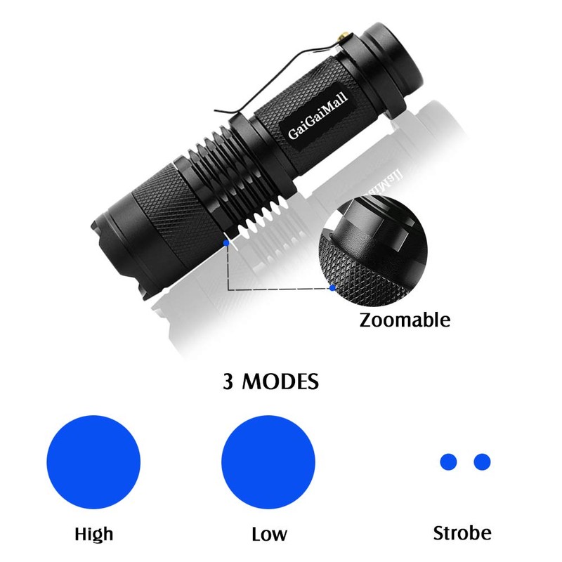 GaiGaiMall 4 Colors Flashlights Including Red Green Blue Black Light