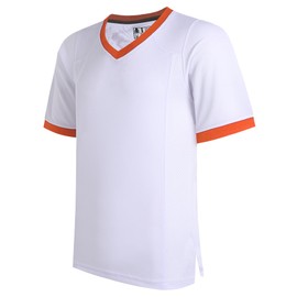 DEHANER White Custom Football Jersey for Men Women Dad Mom Training Tops Sports Uniforms Athletic Shirt Workout Outfits Orange Neck-White Jersey,Men Size Large